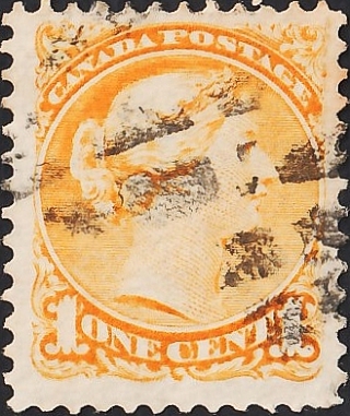 Канада 1870 год . Queen Victoria . 1 c . Каталог 7,0 фунтов. (5) 